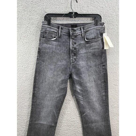 Mother The Pixie Dazzler Skimp Size 32 High Rise Striaght Leg Jeans Train Stop - Picture 3 of 12